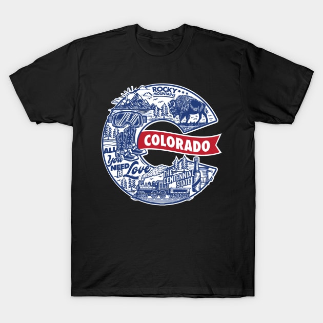 Classic Colorado Blues T-Shirt by InAndLogoutCode